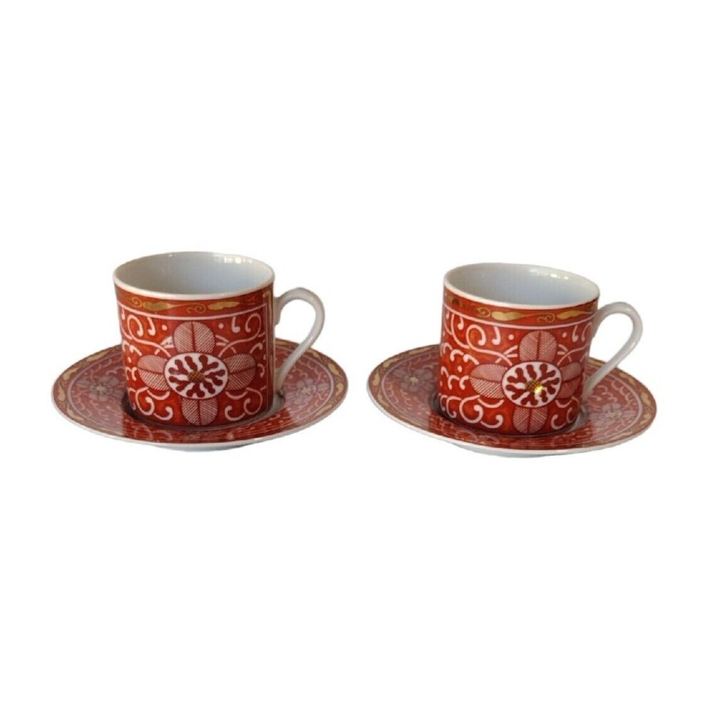 Vintage George Briard Imperial Brocade Demitasse Cup & Saucer Porcelain Set of 2 - Picture 2 of 8